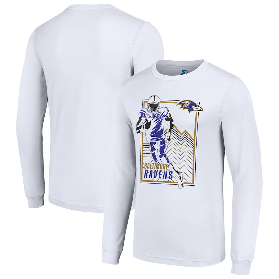 Men Baltimore Ravens white 2024 NFL Long sleeve T Shirts->nfl t-shirts->Sports Accessory